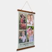 Familie 4 Foto Collage Sage Green Hangend Wandkleed (Gebogen)