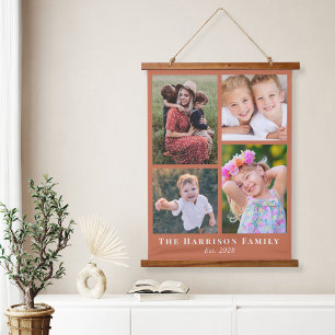 Familie 4 Foto Collage Terracotta Hangend Wandkleed