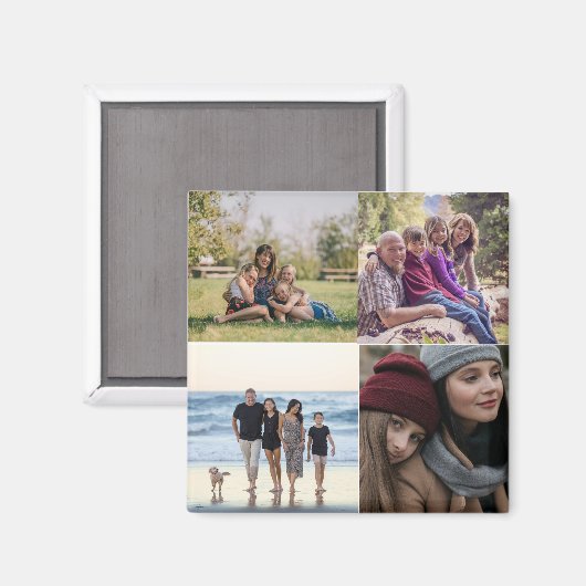 Familie 4 foto Creëer van jezelf Magneet (Voorkant / Achterkant)