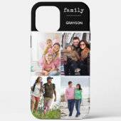 Familie 4 Fotocollage zwart gepersonaliseerd Case-Mate iPhone Case (Achterkant)