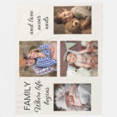 Familie 4 foto's Collage Ouders Kinderen Fleece Deken (Voorkant)