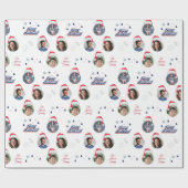 Familie 4 Foto's Retro Typografie Aangepaste tekst Cadeaupapier (Vlak)