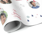 Familie 4 Foto's Retro Typografie Aangepaste tekst Cadeaupapier (Rol Hoek)