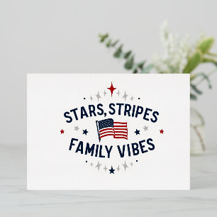 Familie 4 juli Party Invitation Schattige Verenigd Folie Uitnodiging