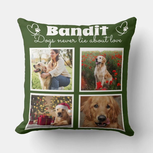 Familie 4 op foto aangepast hondencollage kussen (Voorkant)