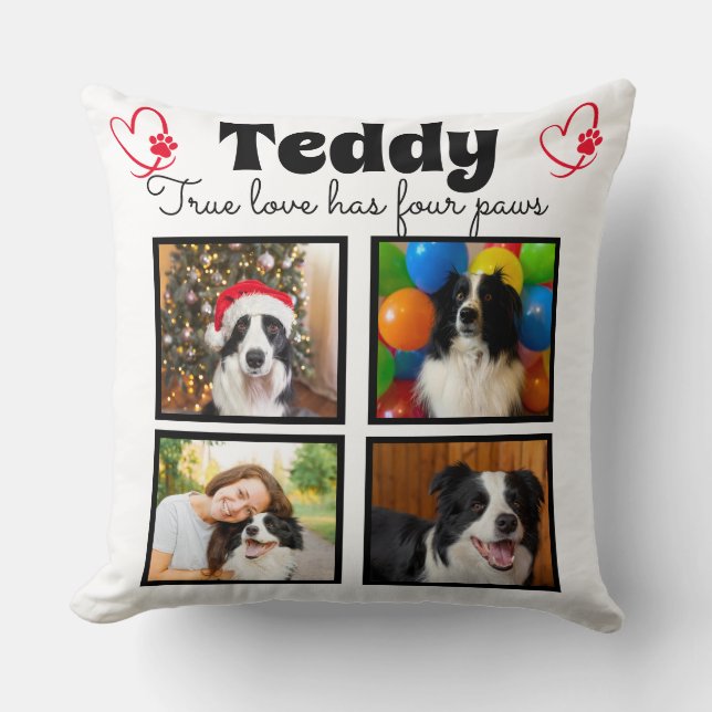 Familie 4 op foto aangepast hondencollage kussen (Voorkant)