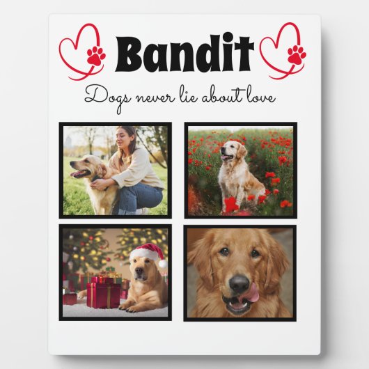 Familie 4 op foto's afgestemde hondencollage table fotoplaat (Voorkant)