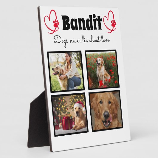 Familie 4 op foto's afgestemde hondencollage table fotoplaat (Zijkant)