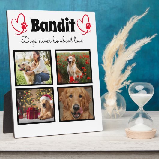 Familie 4 op foto's afgestemde hondencollage table fotoplaat (Zijkant)