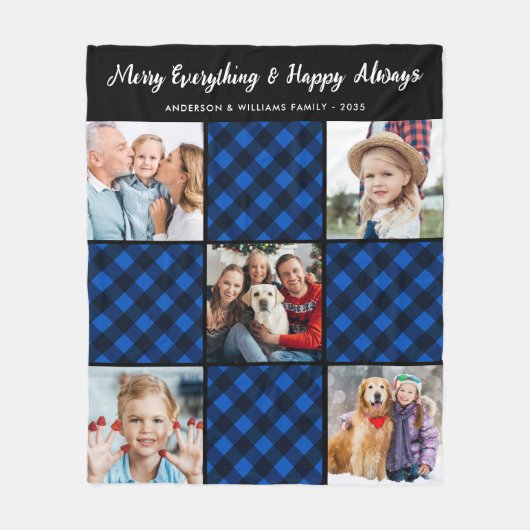 Familie 5 Afbeelding Patchwork Gepersonaliseerde B Fleece Deken (Voorkant)