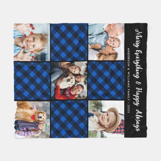 Familie 5 Afbeelding Patchwork Gepersonaliseerde B Fleece Deken (Voorkant (Horizontaal))