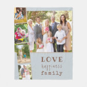 Familie 5 Foto Collage Blue Love Geluk Fleece Deken (Voorkant)