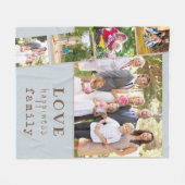Familie 5 Foto Collage Blue Love Geluk Fleece Deken (Voorkant (Horizontaal))