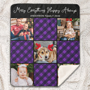 Familie 5 Foto Collage Personalized Holiday Pset Sherpa Deken
