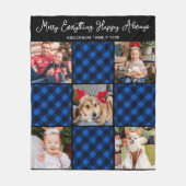 Familie 5 Foto Collage Persoonlijk Blauw Pset Fleece Deken (Voorkant)