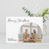 Familie 5 Foto Grid Merry Kerstfeestay Kaart (Staand voorkant)