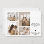 Familie 5 Foto Grid Merry Kerstfeestay Kaart (Achterkant)