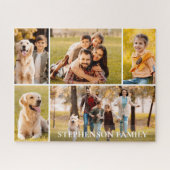 Familie 5 Fotocollage Naam Eenvoudig Legpuzzel (Horizontaal)