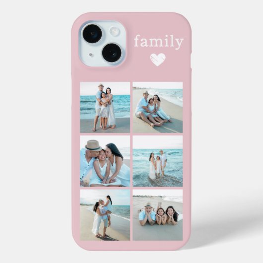 Familie 6 Foto Blush Roze Case-Mate iPhone Case (Achterkant)