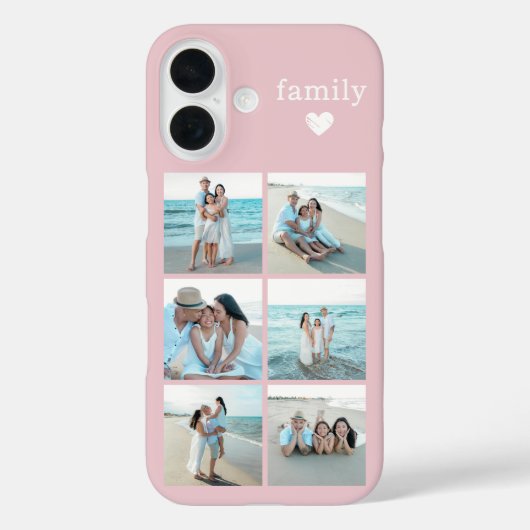 Familie 6 Foto Blush Roze Case-Mate iPhone Case (Achterkant)