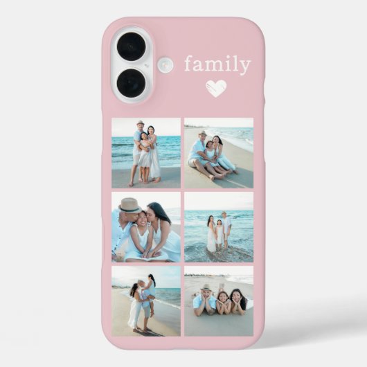 Familie 6 Foto Blush Roze Case-Mate iPhone Case (Achterkant)