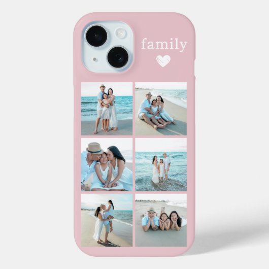 Familie 6 Foto Blush Roze Case-Mate iPhone Case (Achterkant)