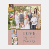 Familie 6 Foto Collage Pink Fleece Deken (Voorkant)