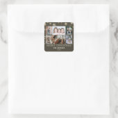 Familie 6 Foto Collage Snowflakes Merry Kerstry Vierkante Sticker (Tas)