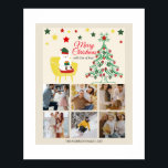 Familie 6 Foto Collage Tree Modern Merry Christmas Poster<br><div class="desc">Moderne schattige teddybeer zittend op een stoel,  het dragen van een kerst pet en het vasthouden van een geschenkdoos naast een kerstboom versierd met kerstversieringen en kleurrijke sterren. Kies je favoriete 6 foto's met je familie voor een unieke aandenken.</div>