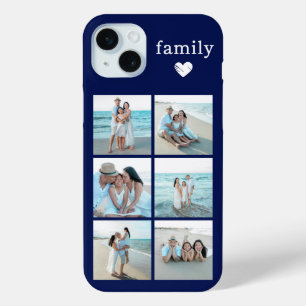 Familie 6 Foto Navyblauw iPhone 15 Mini Hoesje