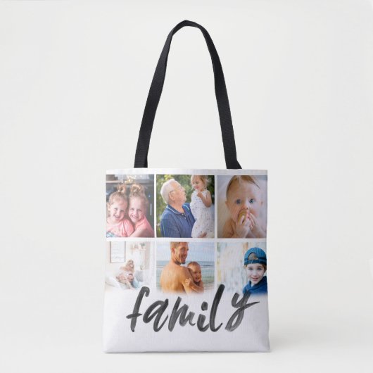 familie 6 fotocollage aangepaste script tas (Voorkant)