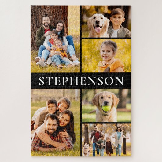 Familie 6 Fotocollage Minimaal Eenvoudig Legpuzzel (Verticaal)
