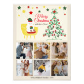 Familie 6 Fotocollage Modern Merry Christmas Foto Afdruk (Voorkant)