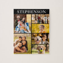 Familie 6 Fotocollage Naam Eenvoudig