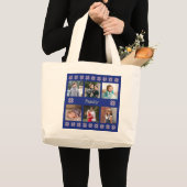 Familie 6 foto's aangepaste tekst navy lijst winte grote tote bag (Voorkant (product))