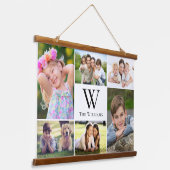 Familie 6 Monogram fotocollage Hangend Wandkleed (Gebogen)
