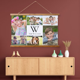Familie 6 Monogram fotocollage Hangend Wandkleed