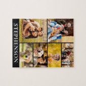 Familie 6 Photo Collage Minimalist Eenvoudig Zwart Legpuzzel (Horizontaal)