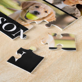 Familie 6 Photo Collage Minimalist Eenvoudig Zwart Legpuzzel (Zijkant)