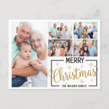 Familie 7 Fotocollage Wit Goud Prettig Kerstfeest