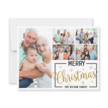 Familie 7 Fotocollage Wit Goud Vrolijk Kerstfeest