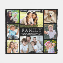 Familie 8 Foto Collage Black Fleece Deken