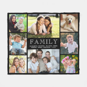 Familie 8 Foto Collage Black Fleece Deken