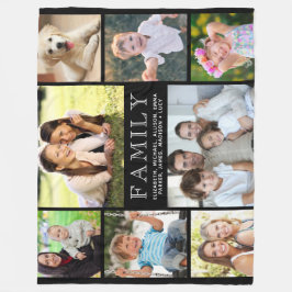 Familie 8 Foto Collage Black Fleece Deken