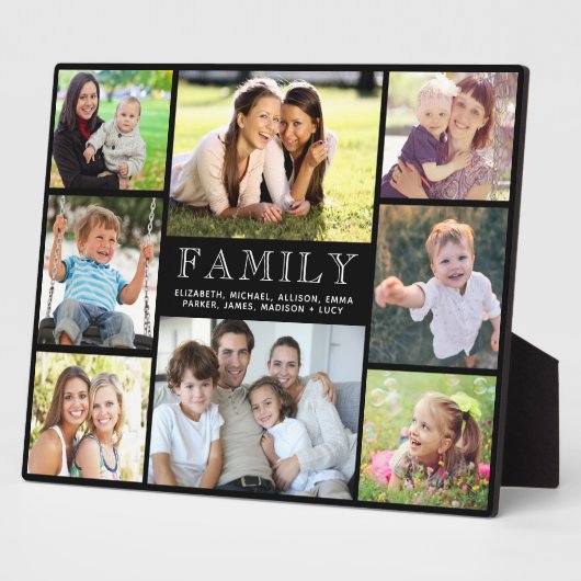 Familie 8 Foto Collage Black Fotoplaat (Zijkant)