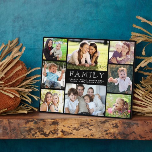 Familie 8 Foto Collage Black Fotoplaat (Zijkant)