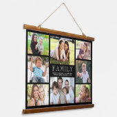 Familie 8 Foto Collage Black Hangend Wandkleed (Gebogen)