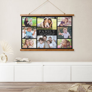 Familie 8 Foto Collage Black Hangend Wandkleed