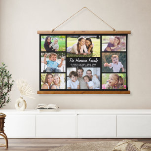 Familie 8 Foto Collage Black Hangend Wandkleed