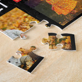 Familie 8 Foto Collage en Naam DIY Sjabloon Black Legpuzzel (Zijkant)